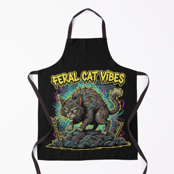 Artikelvorschau, Aufkleber „Feral Cat Vibes“ – Meme-Shirt für wilde, chaotische Katzen entworfen und verkauft von ZyxDes.