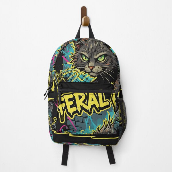 Item preview, Feral Cat Vibes Sticker – Wild Chaotic Cat Meme Shirt designed and sold by ZyxDes.