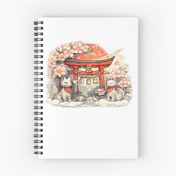 Artikelvorschau, Torii-Schrein mit Kitsune & Sakura – Japanisches Tempelmotiv im Aquarellstil entworfen und verkauft von Kallandra.