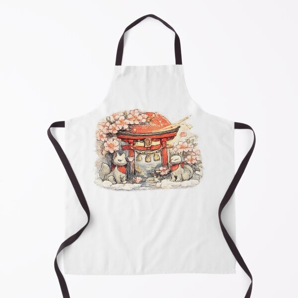 Item preview, Torii shrine with kitsune & sakura – Japanese temple motif in watercolor style designed and sold by Kallandra.