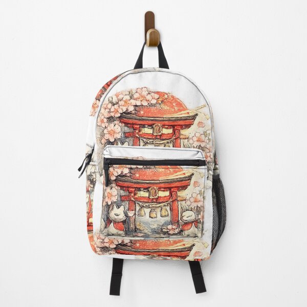Artikelvorschau, Torii-Schrein mit Kitsune & Sakura – Japanisches Tempelmotiv im Aquarellstil entworfen und verkauft von Kallandra.