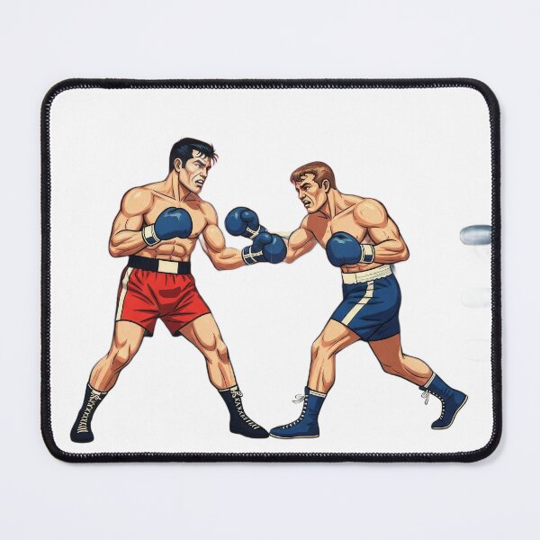 Item preview, Boxer wearing red shorts and blue gloves throwing a punch at his opponent designed and sold by VerizalShop.