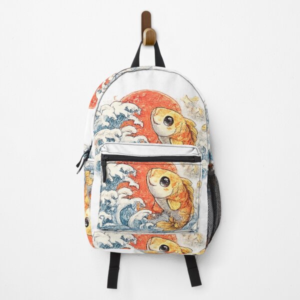 Item preview, Koi Fish in Japanese Waves – Rising Sun Watercolor (Ukiyo-e inspired) designed and sold by Kallandra.