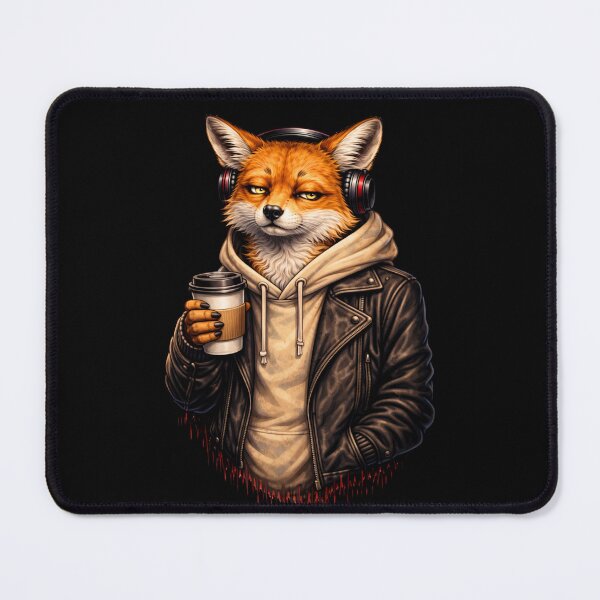 Item preview, Sarcastic Fox Drinking Coffee – Chill Morning Streetwear Animal Art designed and sold by ColorSplash123.