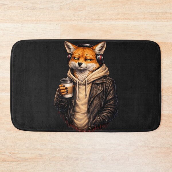 Item preview, Sarcastic Fox Drinking Coffee – Chill Morning Streetwear Animal Art designed and sold by ColorSplash123.