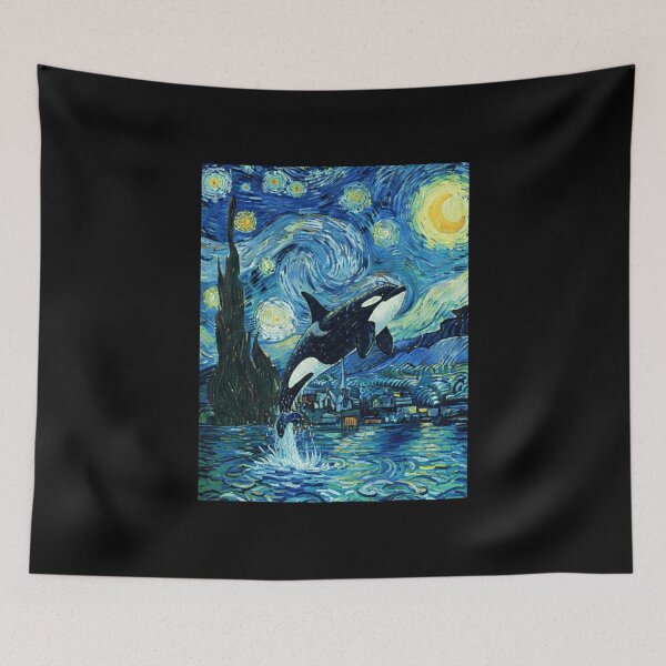 Item preview, Starry Night Orca Ocean Wildlife Painting I designed and sold by Lemon Pepper.