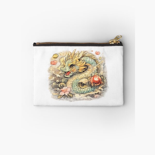 Item preview, Japanese dragon with sakura – lucky dragon in watercolor & vintage look designed and sold by Kallandra.