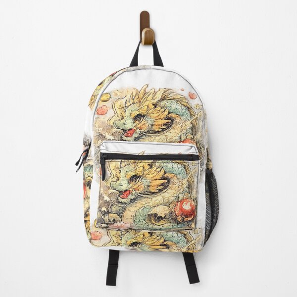 Item preview, Japanese dragon with sakura – lucky dragon in watercolor & vintage look designed and sold by Kallandra.