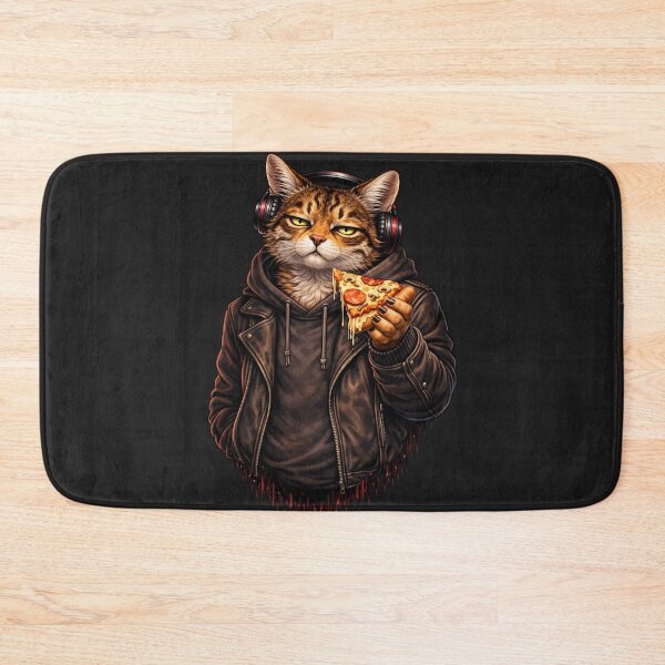 Item preview, Sarcastic Cat Eating Pizza – Chill Streetwear Animal Illustration designed and sold by ColorSplash123.