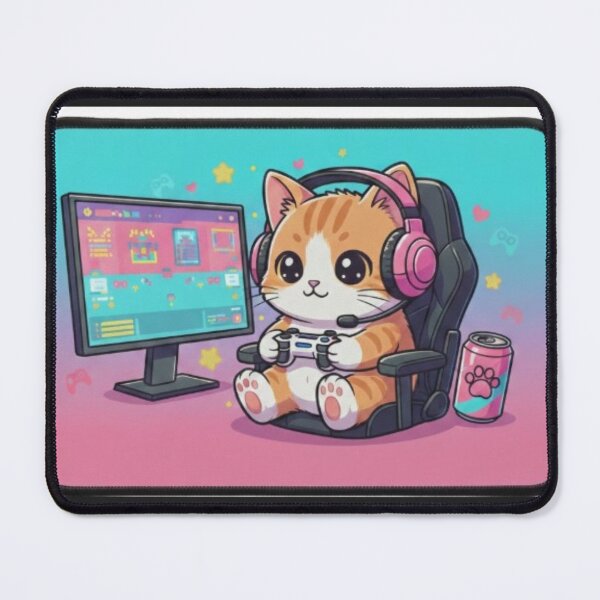 Item preview, Cute Kawaii Gamer Cat with Headphones Sticker designed and sold by NoheParra.