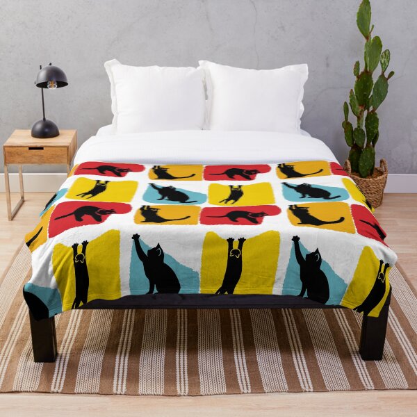 Item preview, 4 Playful Patterned Black Cat Silhouettes in Relaxed Poses Modern Minimalist Feline Design designed and sold by JWSmile.
