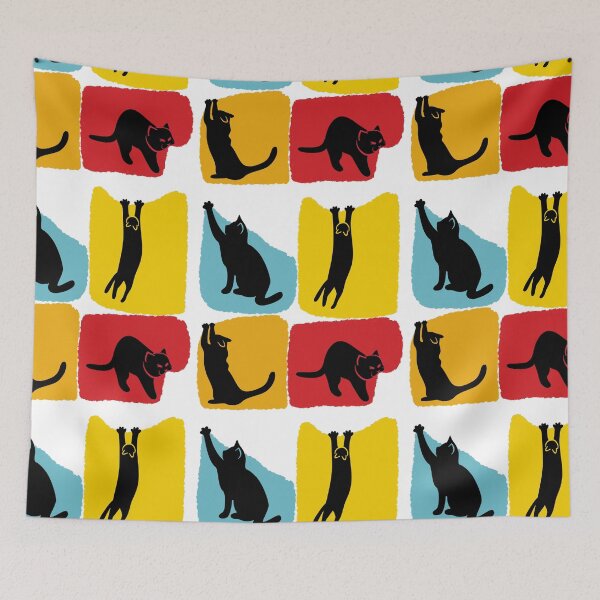 Item preview, 4 Playful Patterned Black Cat Silhouettes in Relaxed Poses Modern Minimalist Feline Design designed and sold by JWSmile.