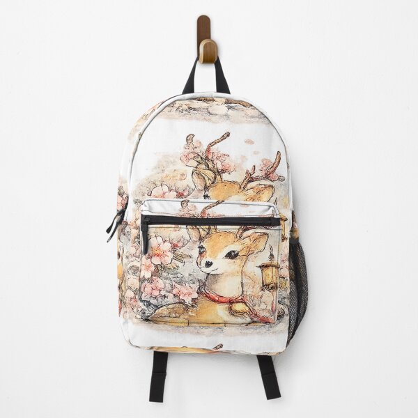 Item preview, Japanese deer with sakura & lantern – Gentle watercolor in the Kyoto/Nara style designed and sold by Kallandra.