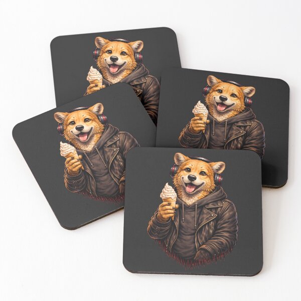 Item preview, Happy Dog Eating Ice Cream – Joyful Streetwear Animal Illustration designed and sold by ColorSplash123.