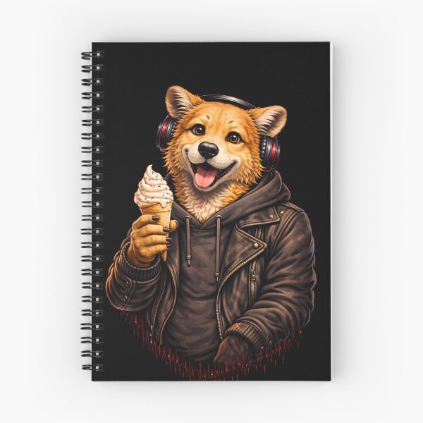 Item preview, Happy Dog Eating Ice Cream – Joyful Streetwear Animal Illustration designed and sold by ColorSplash123.