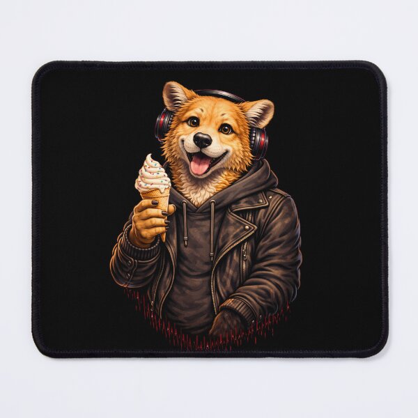 Item preview, Happy Dog Eating Ice Cream – Joyful Streetwear Animal Illustration designed and sold by ColorSplash123.