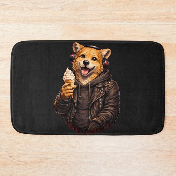 Item preview, Happy Dog Eating Ice Cream – Joyful Streetwear Animal Illustration designed and sold by ColorSplash123.