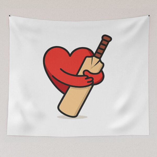 Item preview, Cricket Is a Matter of the Heart – Heart Holding Cricket Bat Illustration | Love for the Game Art designed and sold by thesmilngnature.