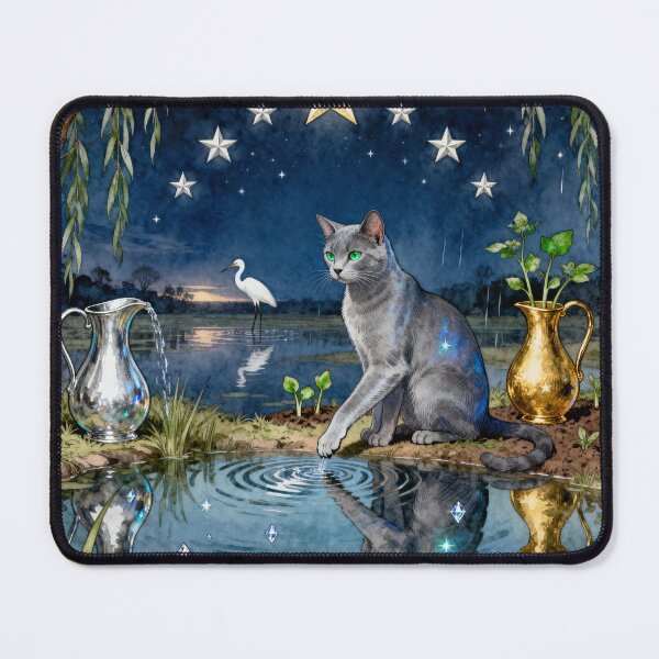Item preview, The Star Cat Tarot Card - Vintage Celestial Art designed and sold by PictorialWhimsy.
