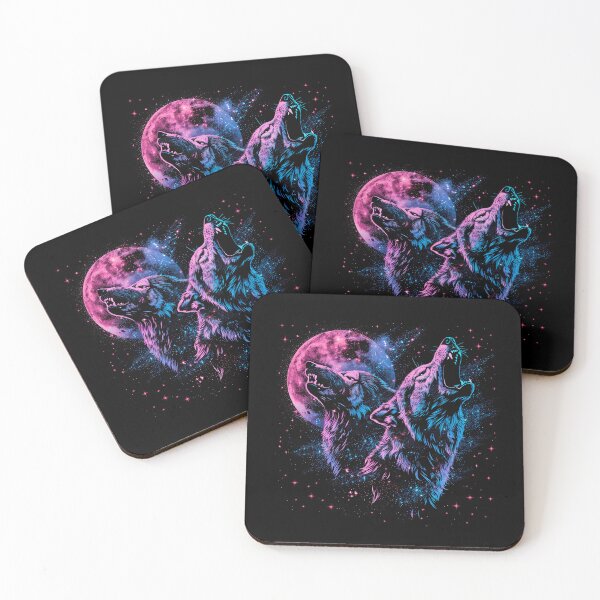 Item preview, Howling Wolves Moon T-Shirt – Neon Galaxy Wolf Desig designed and sold by PSYNOVA.