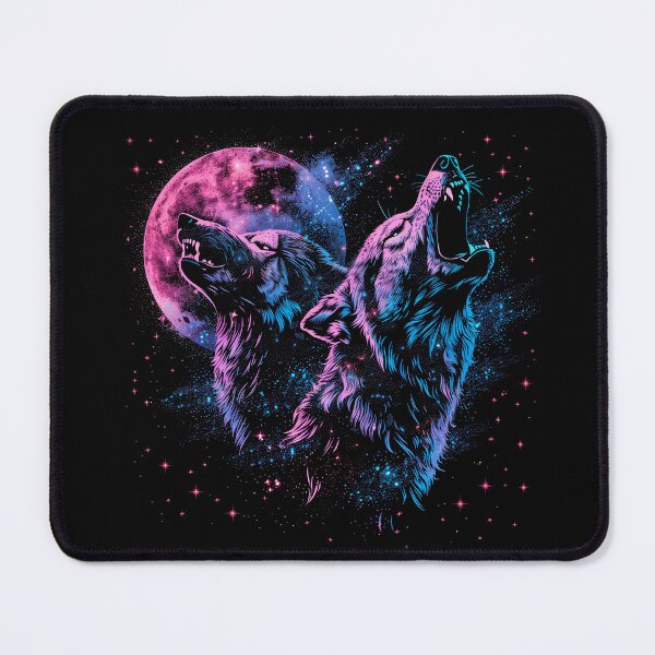 Item preview, Howling Wolves Moon T-Shirt – Neon Galaxy Wolf Desig designed and sold by PSYNOVA.