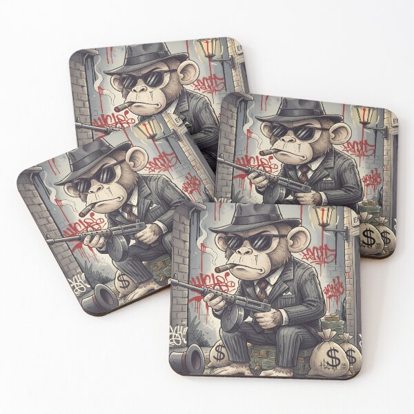 Item preview, Gangster Monkey with Money and Gun designed and sold by Silaraujoart.