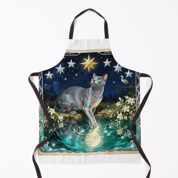 Item preview, The Star Cat Tarot Card - Vintage Mystical Art designed and sold by PictorialWhimsy.
