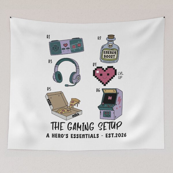 Item preview, Ultimate Gaming Setup Illustration - Level Up Gamer Aesthetic designed and sold by Lu7u.
