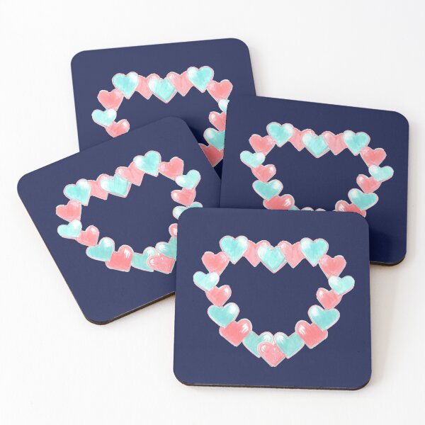 Item preview, Simple and Real Hand-drawn Pink and Blue Hearts Wreath designed and sold by Uplifting Vib'n Design and Decor .