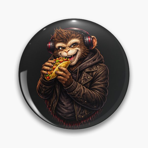 Item preview, Mischievous Monkey Eating Taco – Rebel Streetwear Animal Art designed and sold by ColorSplash123.