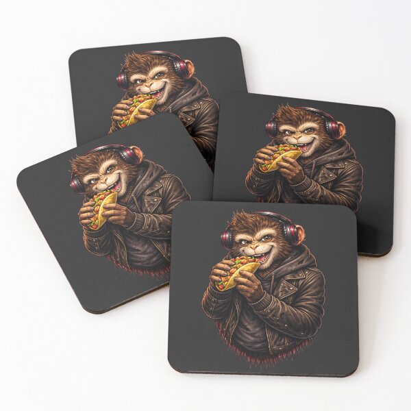 Item preview, Mischievous Monkey Eating Taco – Rebel Streetwear Animal Art designed and sold by ColorSplash123.