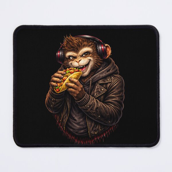 Item preview, Mischievous Monkey Eating Taco – Rebel Streetwear Animal Art designed and sold by ColorSplash123.