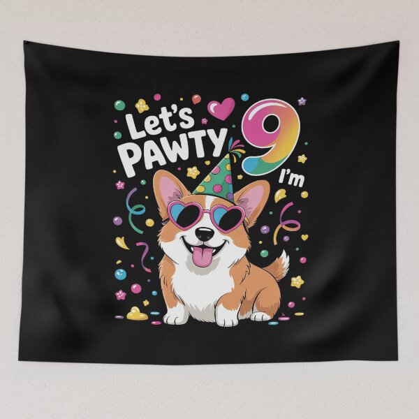 Item preview, 9 Years Old Corgi Dog Pet Lover 9th Birthday Party Celebrate designed and sold by MarkLeedsArt.