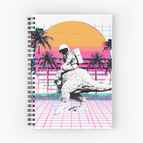Item preview, An astronaut rides dinosaur vibrant retro sunset designed and sold by ART ATTACK ZONE.