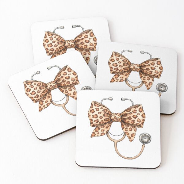 Item preview, Leopard Nurse Bow, Coquette Stethoscope Design designed and sold by DesignDenDo ⭐⭐⭐⭐⭐.