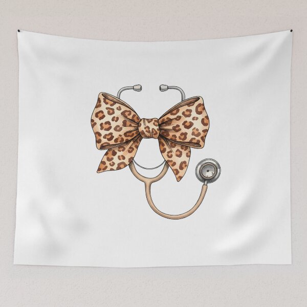 Item preview, Leopard Nurse Bow, Coquette Stethoscope Design designed and sold by DesignDenDo ⭐⭐⭐⭐⭐.