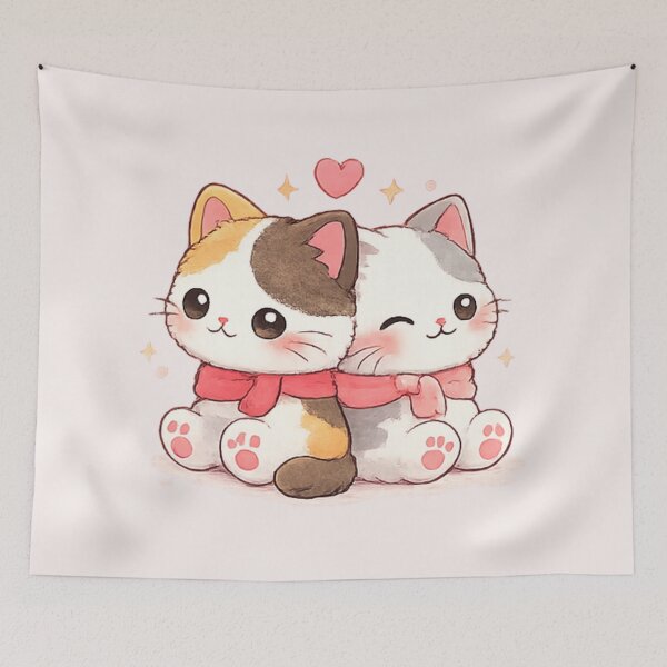 Artikelvorschau, Mochi & Lumi – Niedliche Katzen-Valentinstags-Ruhe entworfen und verkauft von Mochi Studio.