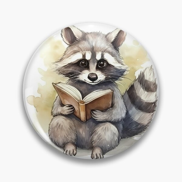 Item preview, Cozy Bookworm Raccoon Watercolor - Cute Reading Trash Panda Art designed and sold by naughty-raccoon.