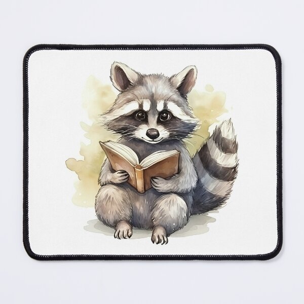 Item preview, Cozy Bookworm Raccoon Watercolor - Cute Reading Trash Panda Art designed and sold by naughty-raccoon.