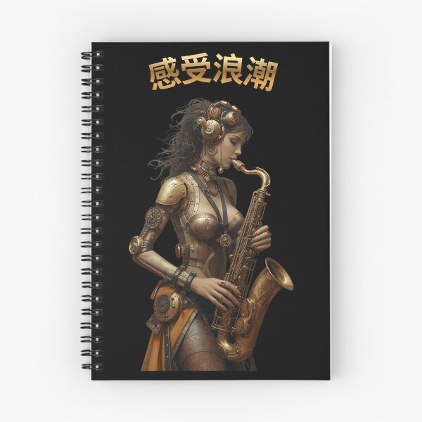 Item preview, Feel the Wave – Steampunk Saxophone Lady T-Shirt, Version in Chinese Mandarin (感受浪潮) designed and sold by VerneCollection.