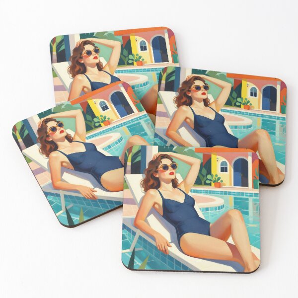 Item preview, swimming pool resort girl resting under the sunlight designed and sold by Erlin Rudho.