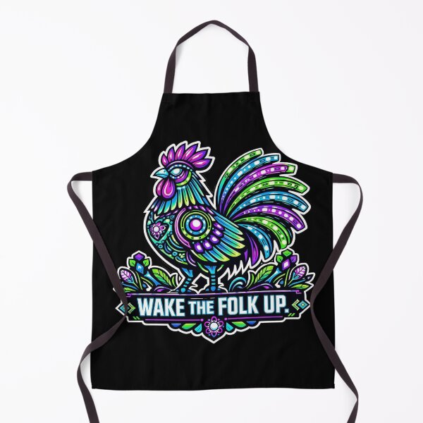 Item preview, Neon Rooster Folk Art - Wake The Folk Up Funny Pun designed and sold by LSphere Art.