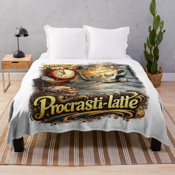 Item preview, Procrasti-latte – Procrastinating Latte Coffee Humor Illustration designed and sold by StrayaDesign.