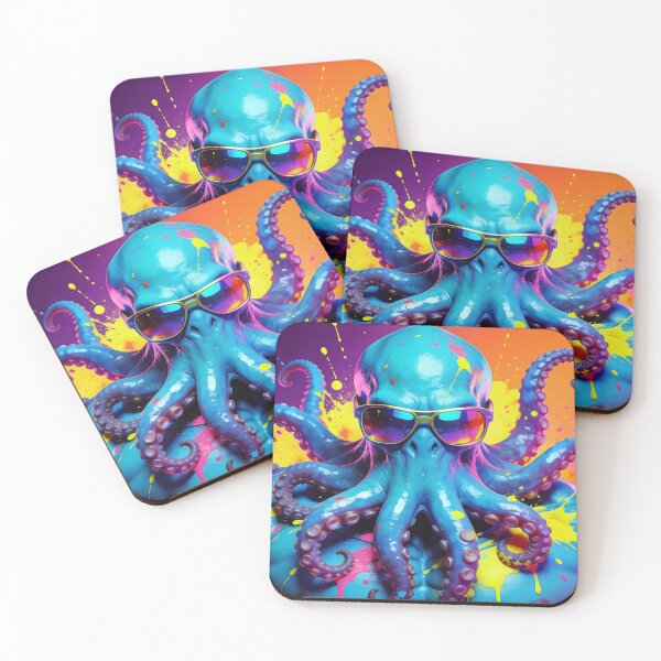Item preview, Cool and Funny Muscular Octopus in Neon Paint Explosion designed and sold by mystiquelicorne.