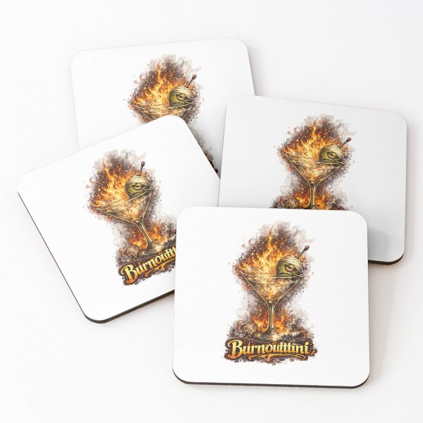Item preview, Burnouttini – Flaming Martini Burnout Humor Illustration designed and sold by StrayaDesign.