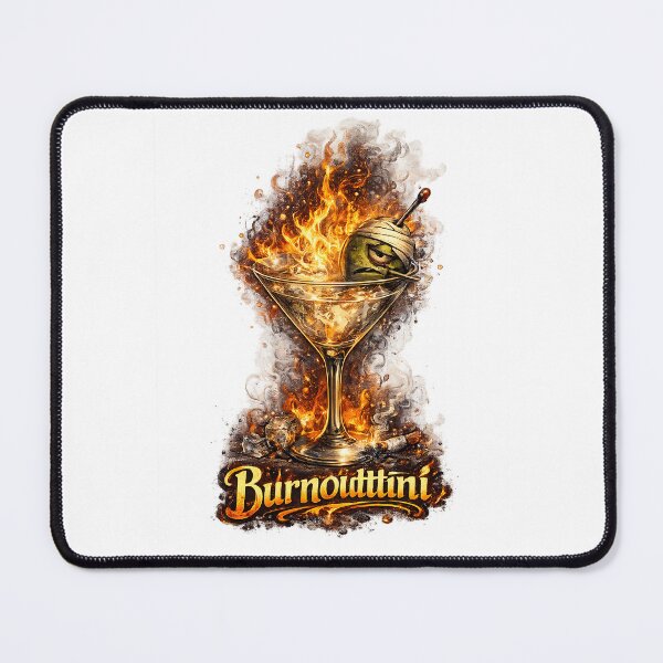 Item preview, Burnouttini – Flaming Martini Burnout Humor Illustration designed and sold by StrayaDesign.