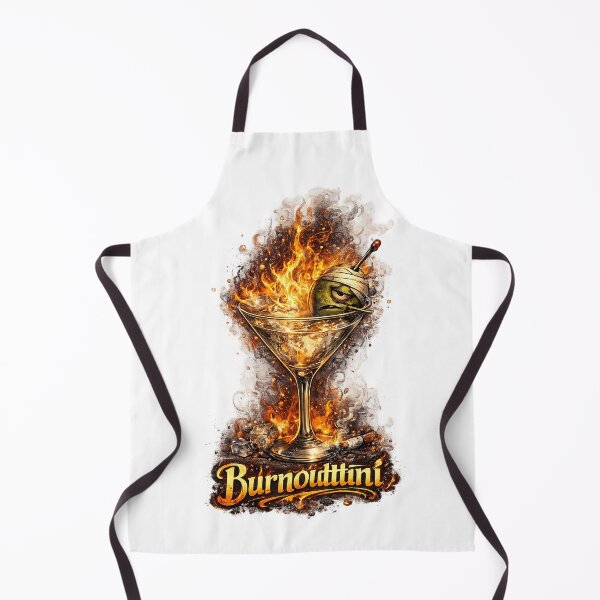 Item preview, Burnouttini – Flaming Martini Burnout Humor Illustration designed and sold by StrayaDesign.