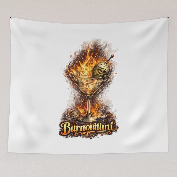 Item preview, Burnouttini – Flaming Martini Burnout Humor Illustration designed and sold by StrayaDesign.