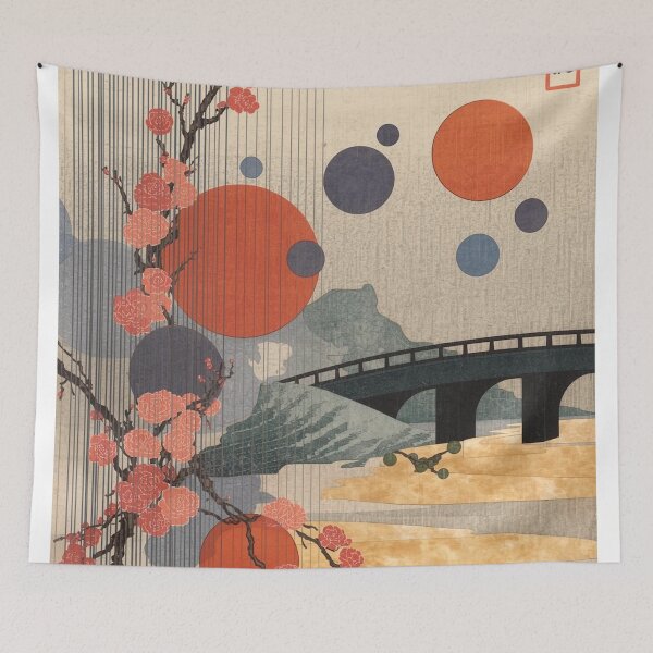 Item preview, Abstract Ukiyo-e Art | Japanese Woodblock Rain Blossoms Minimalist Washi Texture Print designed and sold by Vandy Fullam.