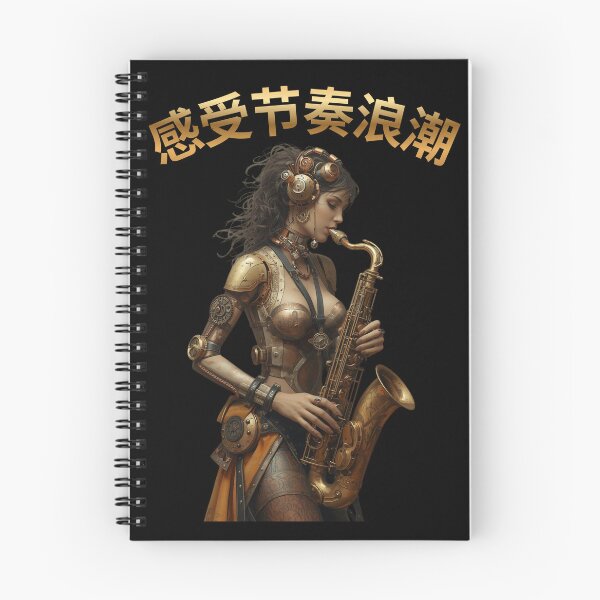 Item preview, Feel the Wave – Steampunk Saxophone Lady T-Shirt, Version in Chinese (Urban Asia) Language 感受节奏浪潮  designed and sold by VerneCollection.
